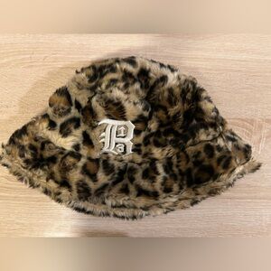 R13 Leopard Brown Fur Bucket Hat